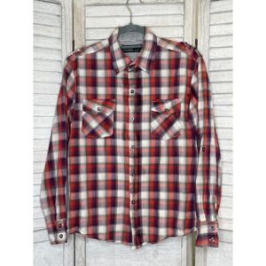 Molokai Surf Co Plaid Button Down Shirt Convertible Sleeve Medium